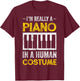 Piano Player Pianist Costume Vintage T-Shirt - T-Shirt | Maroon