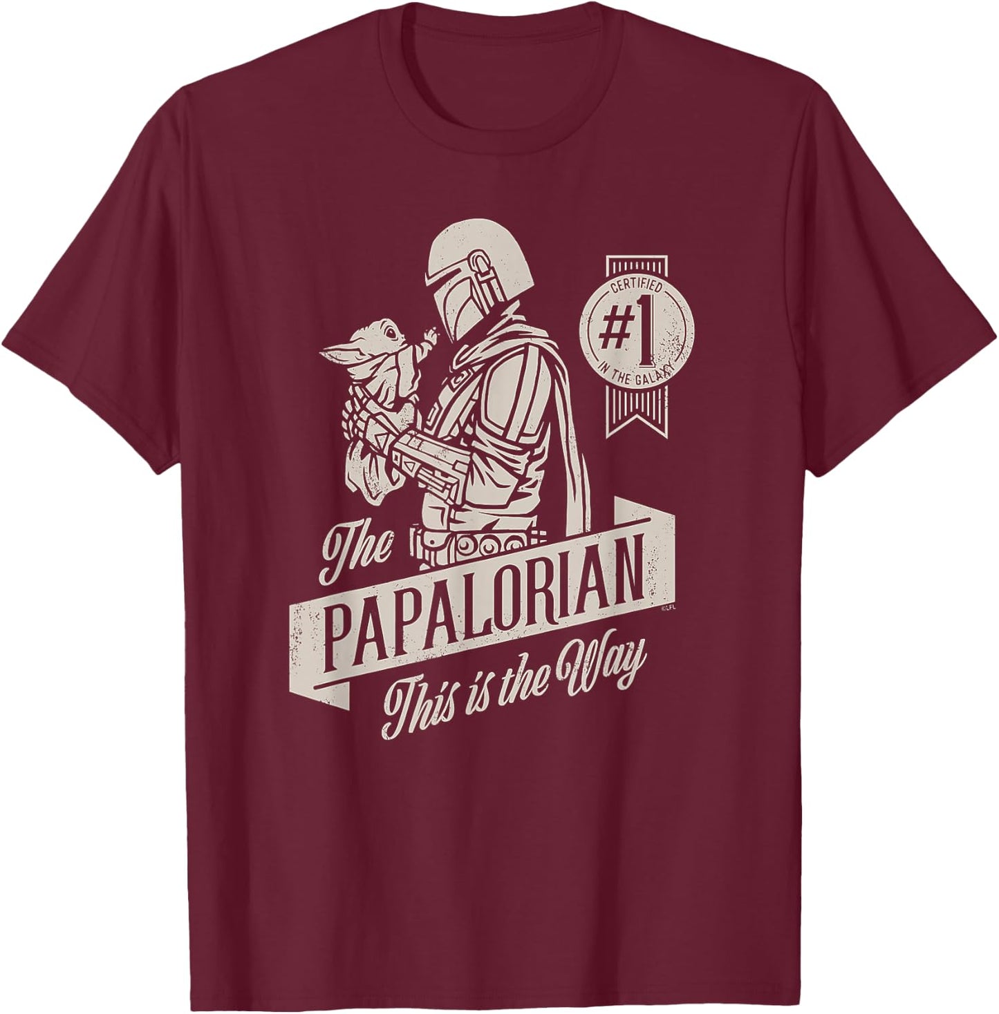 Star Wars The Mandalorian and Grogu Papalorian Father's Day , black T-Shirt - T-Shirt | Maroon