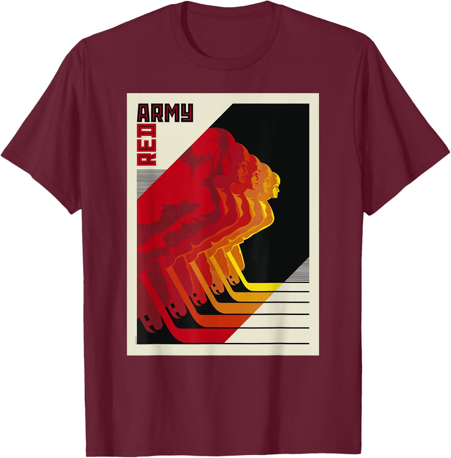 SOVI8 Vintage Propaganda Red Army Hockey Team Film Poster T-Shirt - T-Shirt | Maroon