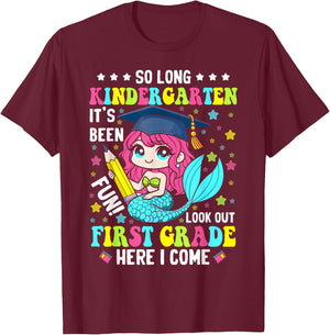 So long kindergarten its been fun shirt mermaid graduation T-Shirt - T-Shirt | Maroon