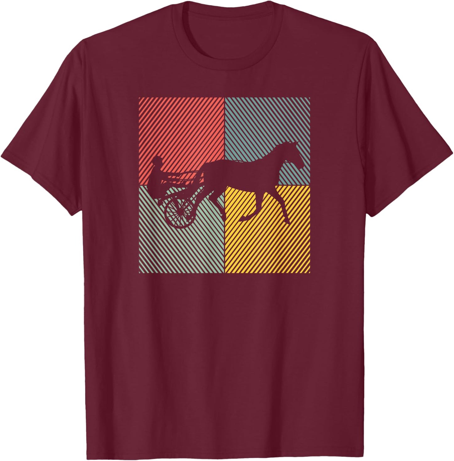 Trotting Horse Racing Horses Trotting Race , Black, S T-Shirt - T-Shirt | Maroon