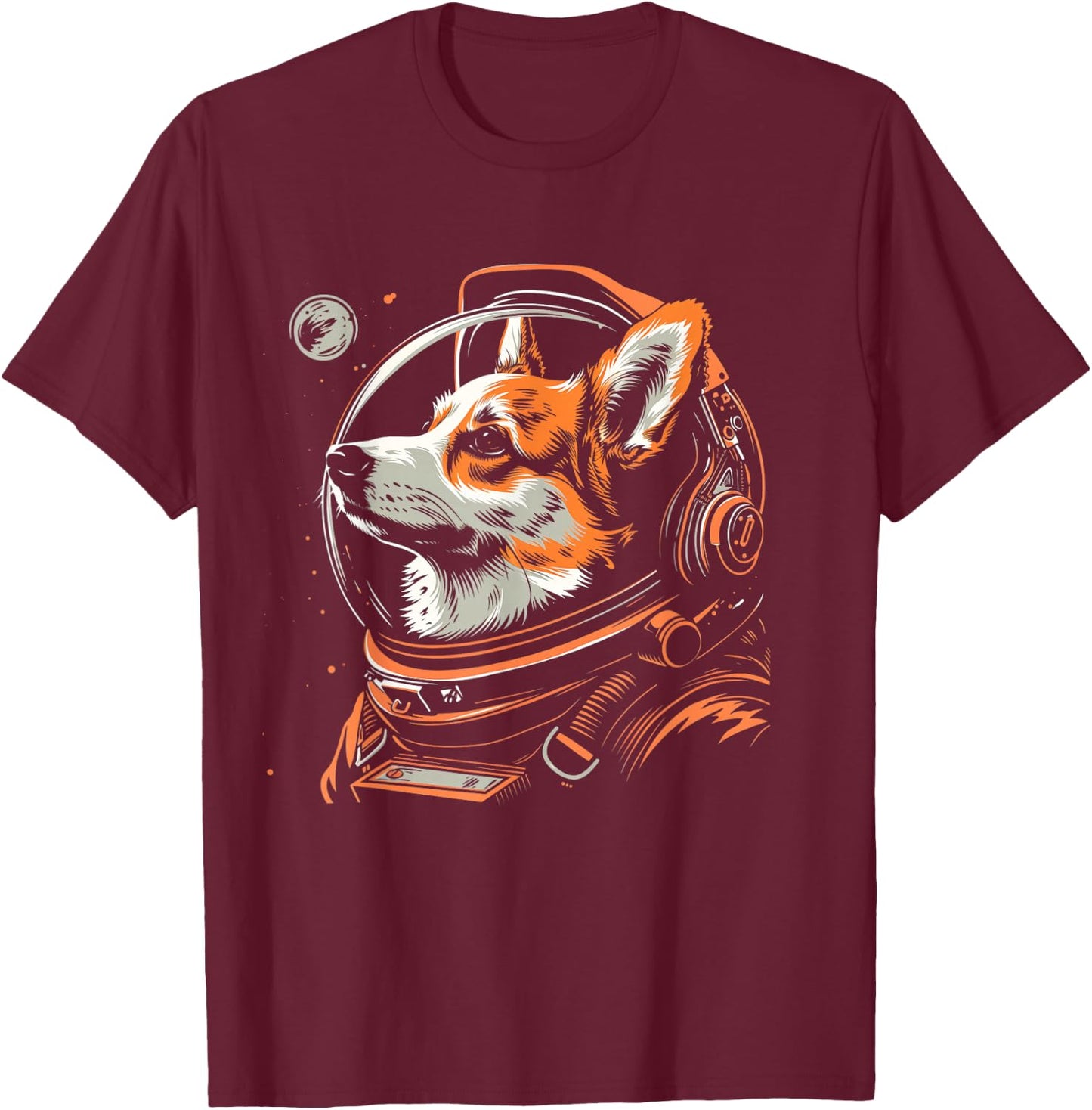 Corgi Astronaut Funny Cute Dog Suit T-Shirt - T-Shirt | Maroon