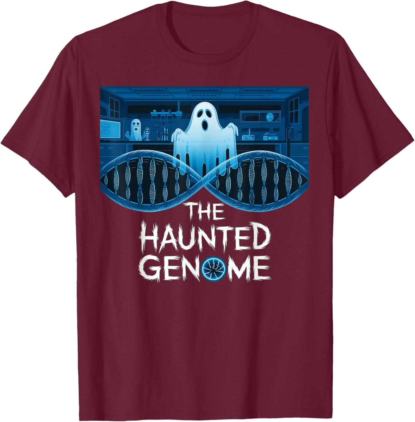 The haunted genome, halloween edition, biology halloween T-Shirt - T-Shirt | Maroon