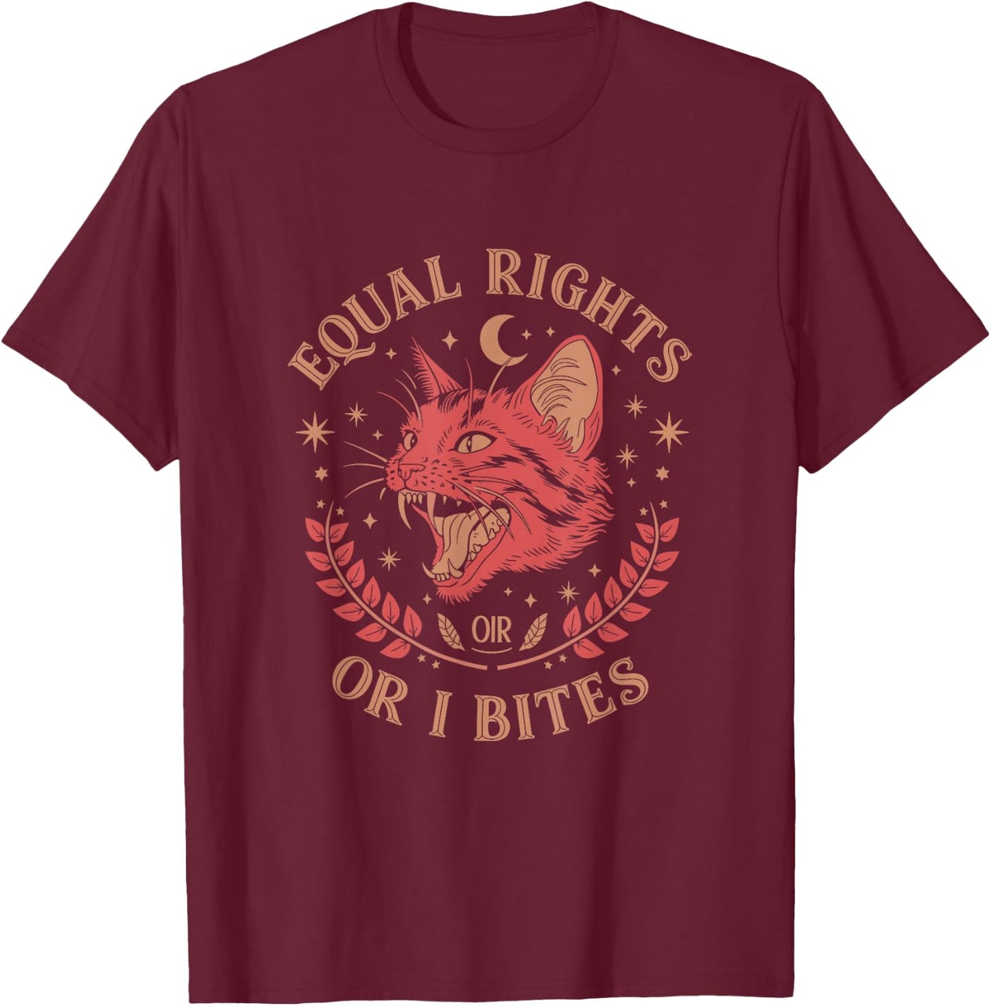 Equal Rights Or I Bites Feminist T-Shirt - T-Shirt | Maroon