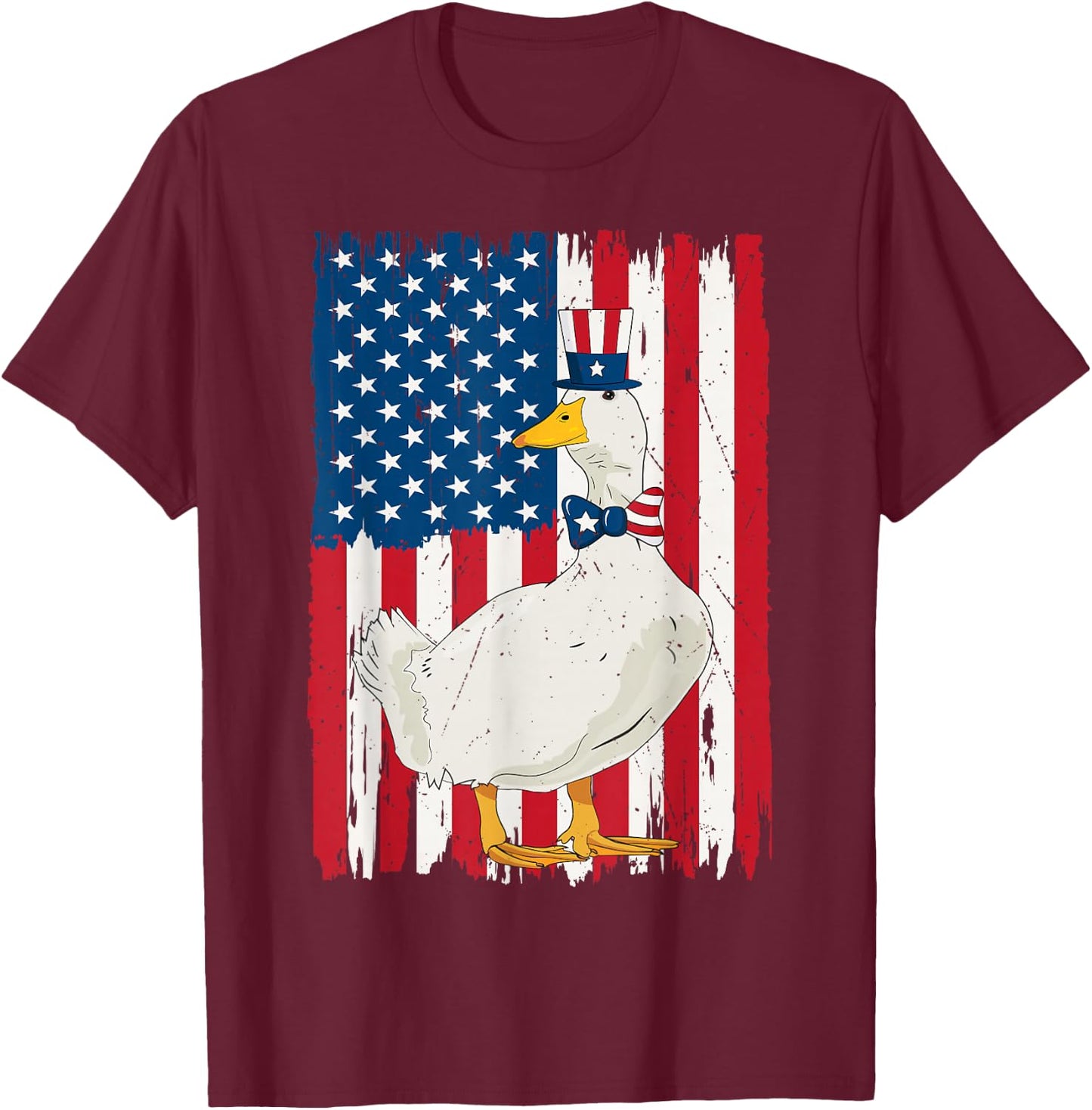4th Of July Duck And American US Flag Patriotic Duck Lover T-Shirt - T-Shirt | Maroon