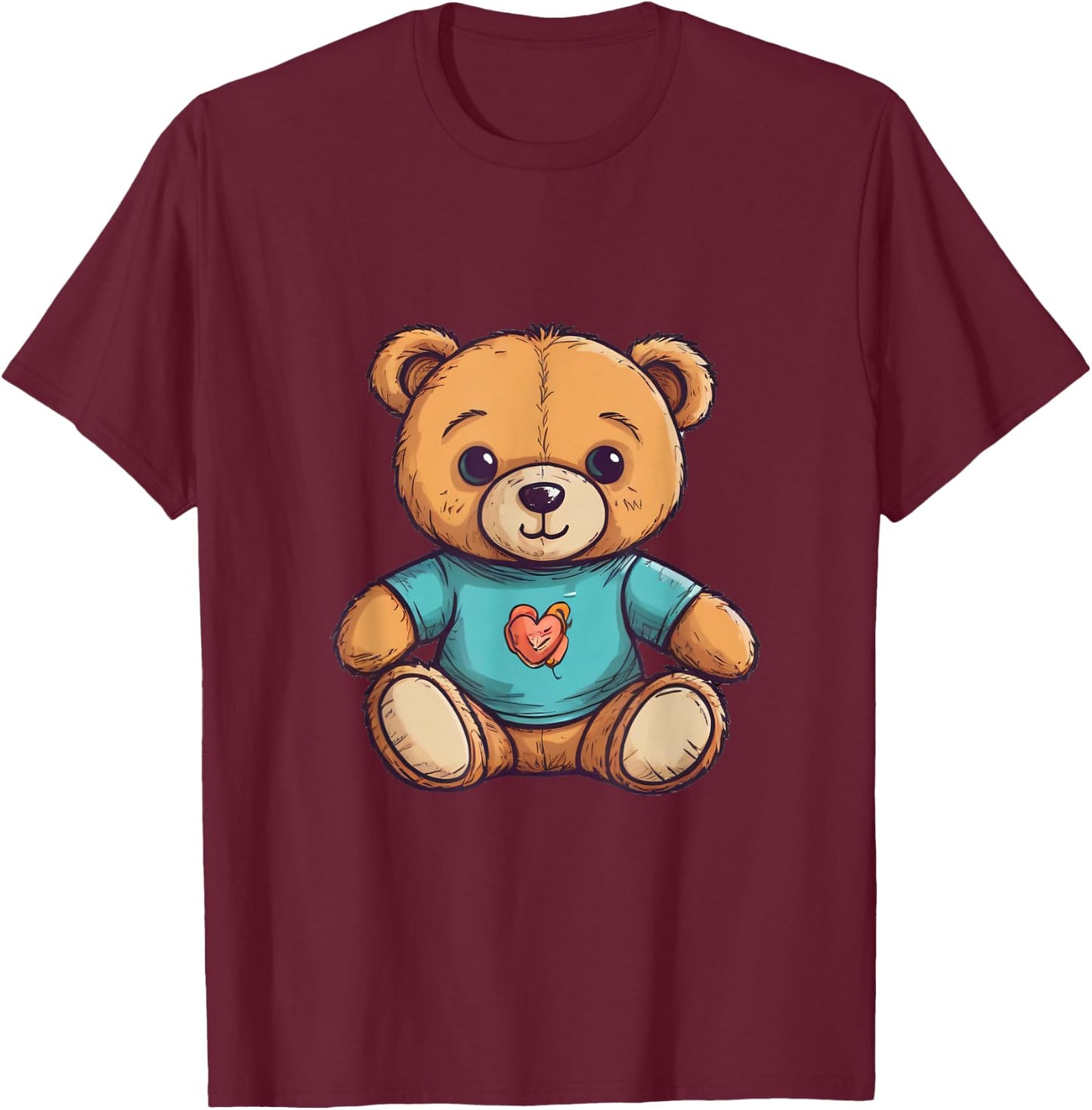 Teddybär süßer Teddy Bär Liebe Zeichnung T-Shirt - T-Shirt | Maroon