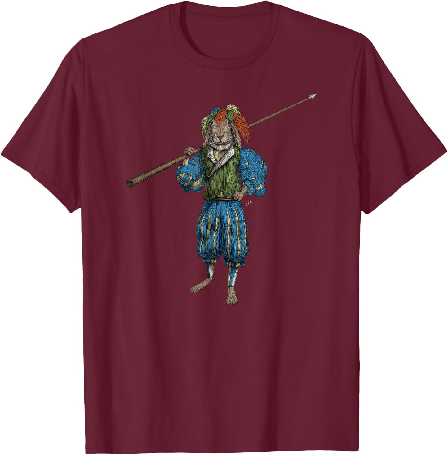 German Landsknecht Hare Renaissance Rabbit HEMA Martial Arts T-Shirt - T-Shirt | Maroon