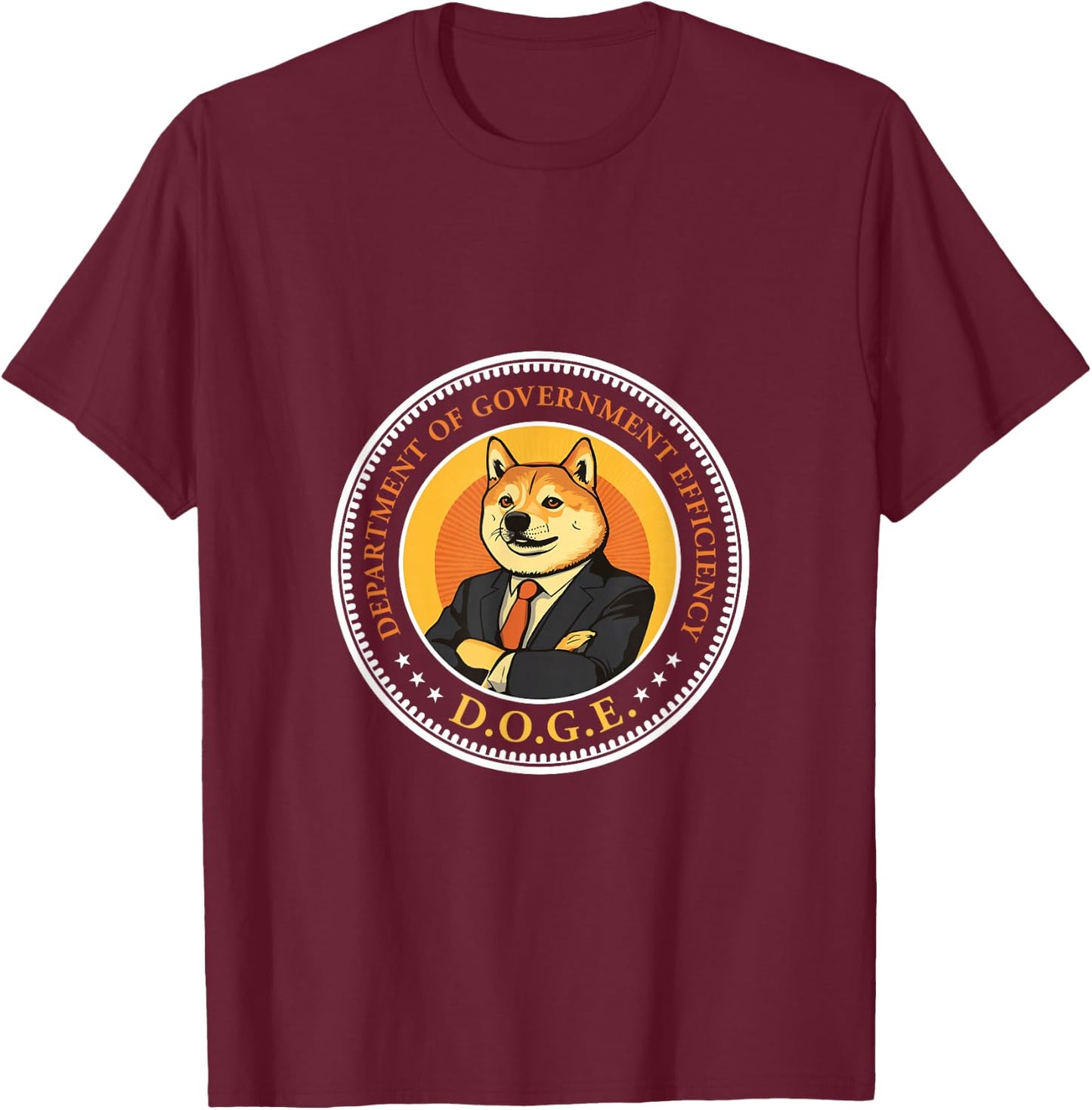 DOGE Department of Government Efficiency - DOGE Design T-Shirt - T-Shirt | Maroon