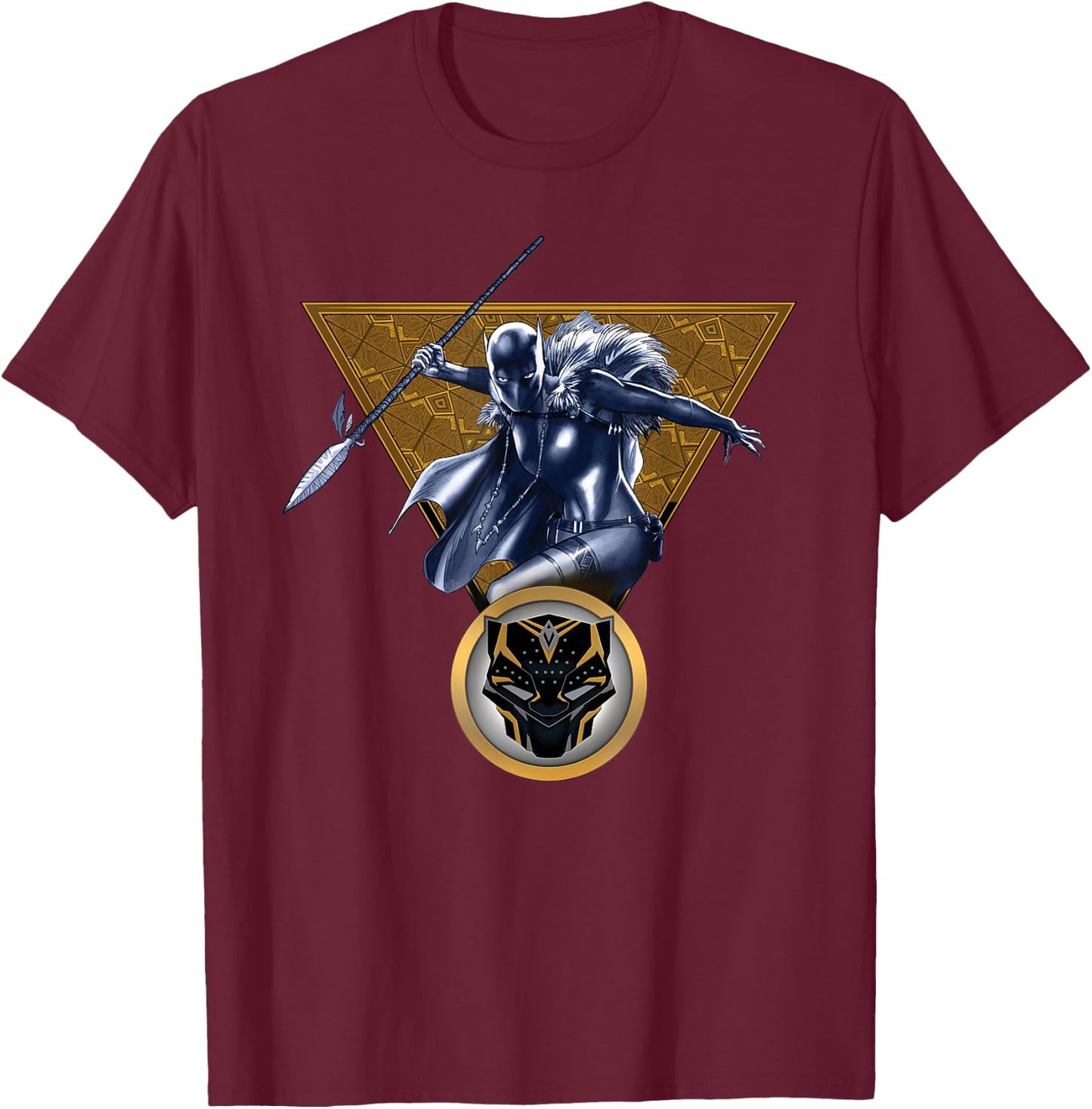 Marvel Black Panther Shuri with Cape and Spear Comic Art T-Shirt - T-Shirt | Maroon