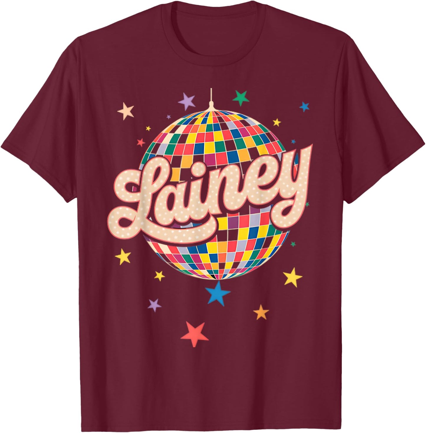 Girl Retro Lainey First Name Personalized Heart T-Shirt - T-Shirt | Maroon