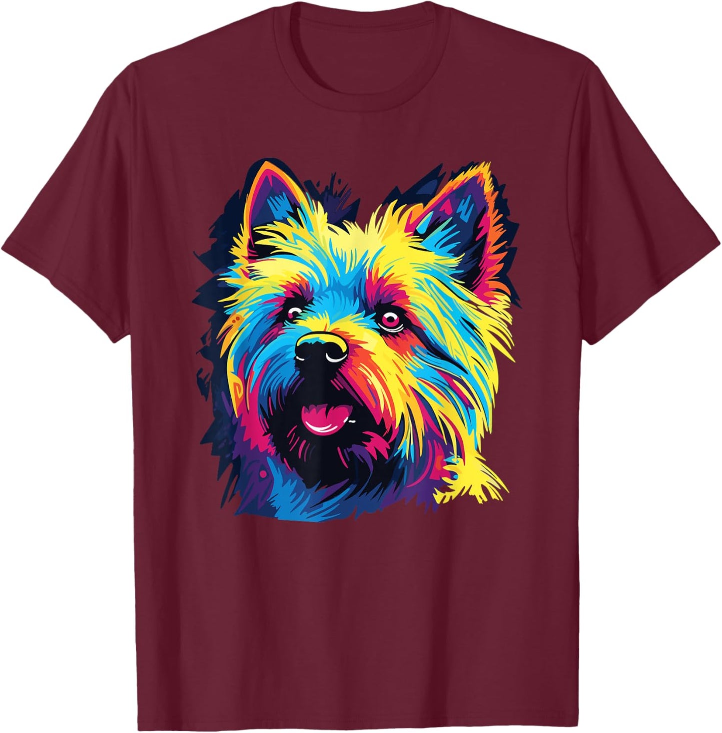 Watercolor Colorful Norwich Terrier Dog Men Women Girls Kids T-Shirt - T-Shirt | Maroon