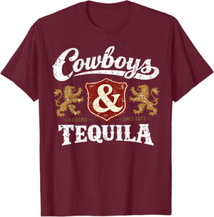 Cowboys and Tequila Outfit Rodeo Western Country T-Shirt - T-Shirt | Maroon