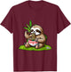 Sloth Eating Ramen Noodles Eater Ramen Food Lovers T-Shirt - T-Shirt | Maroon