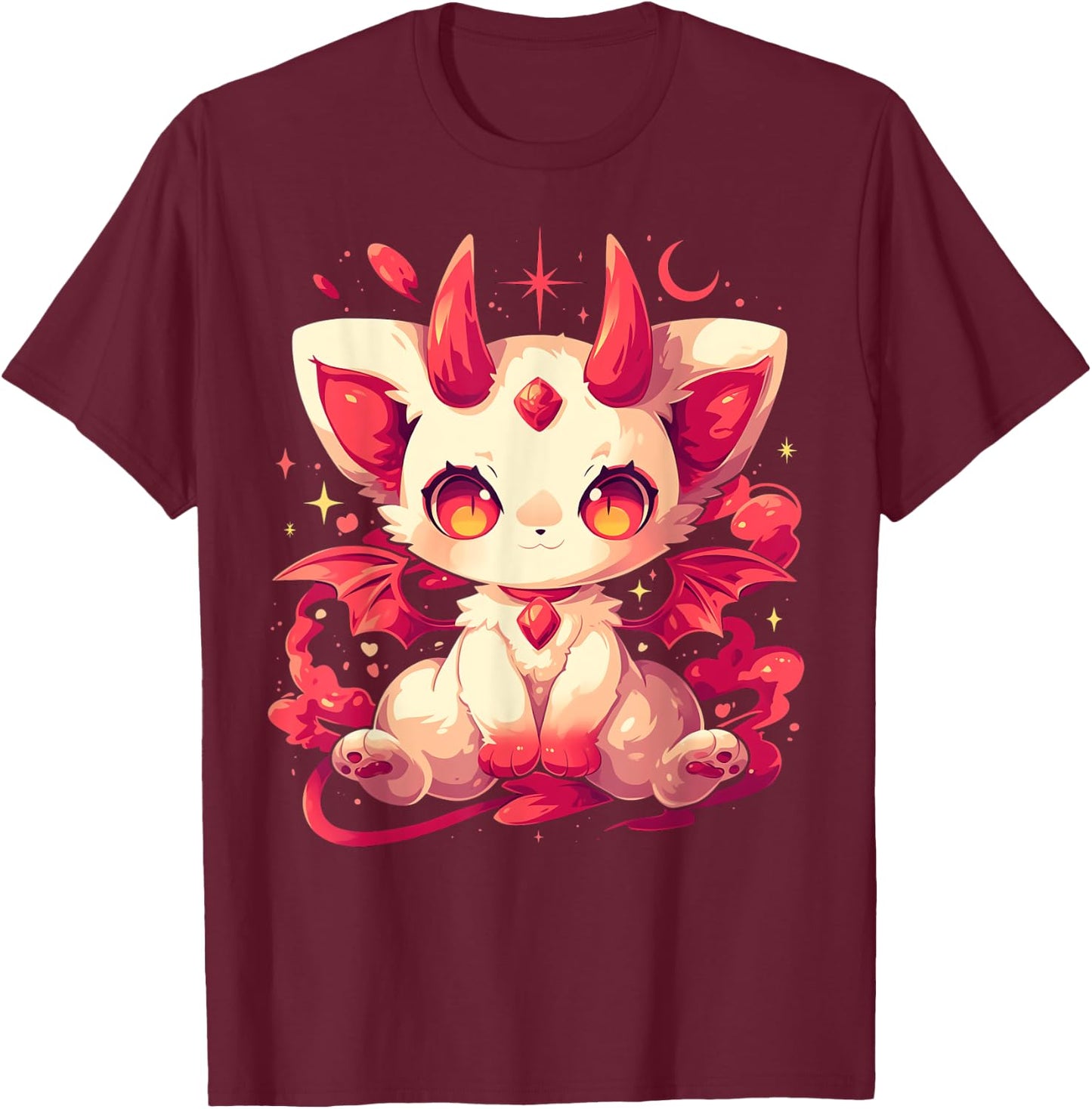 Yami Kawaii Devil Cat Creepy Cute Pastel Goth Japanese T-Shirt - T-Shirt | Maroon