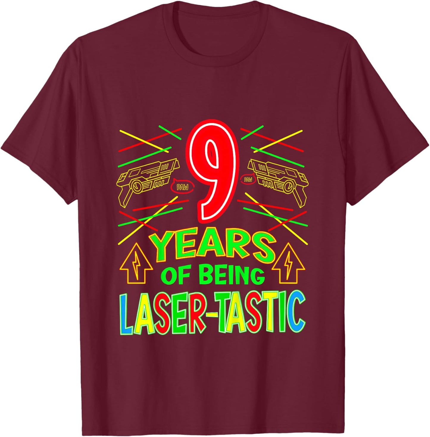 9 Jahre Laser-tastic 9. Lasertag Geburtstag T-Shirt - T-Shirt | Maroon