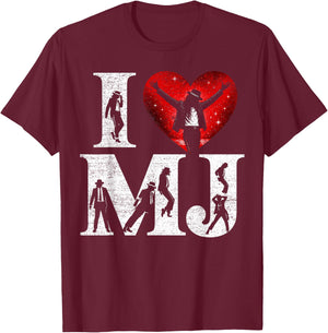 Retro I Love MJ Shirt, I Heart MJ T-Shirt - T-Shirt | Maroon