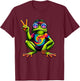 Tie-Dye Hippie Frog, Peace Sign, 60s Party & 70s Costume T-Shirt - T-Shirt | Maroon