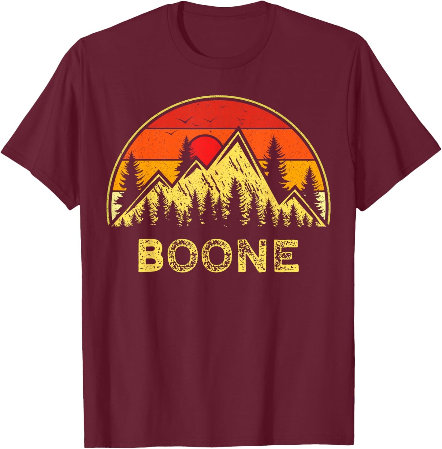 Vintage Boone North Carolina NC Mountains Hiking Souvenir T-Shirt - T-Shirt | Maroon
