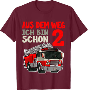 Kinder 2. Geburtstag 2 Jahre Alt Feuerwehrauto Ich Bin 2 Feuerwehr T-Shirt - T-Shirt | Maroon