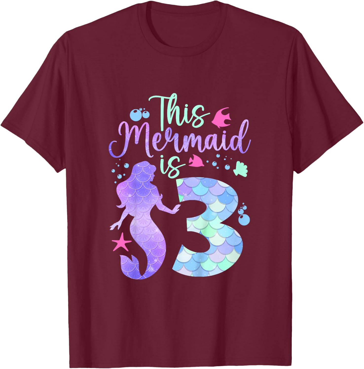 Kids This Mermaid is 3 Birthday Girls Mermaid T-Shirt - T-Shirt | Maroon