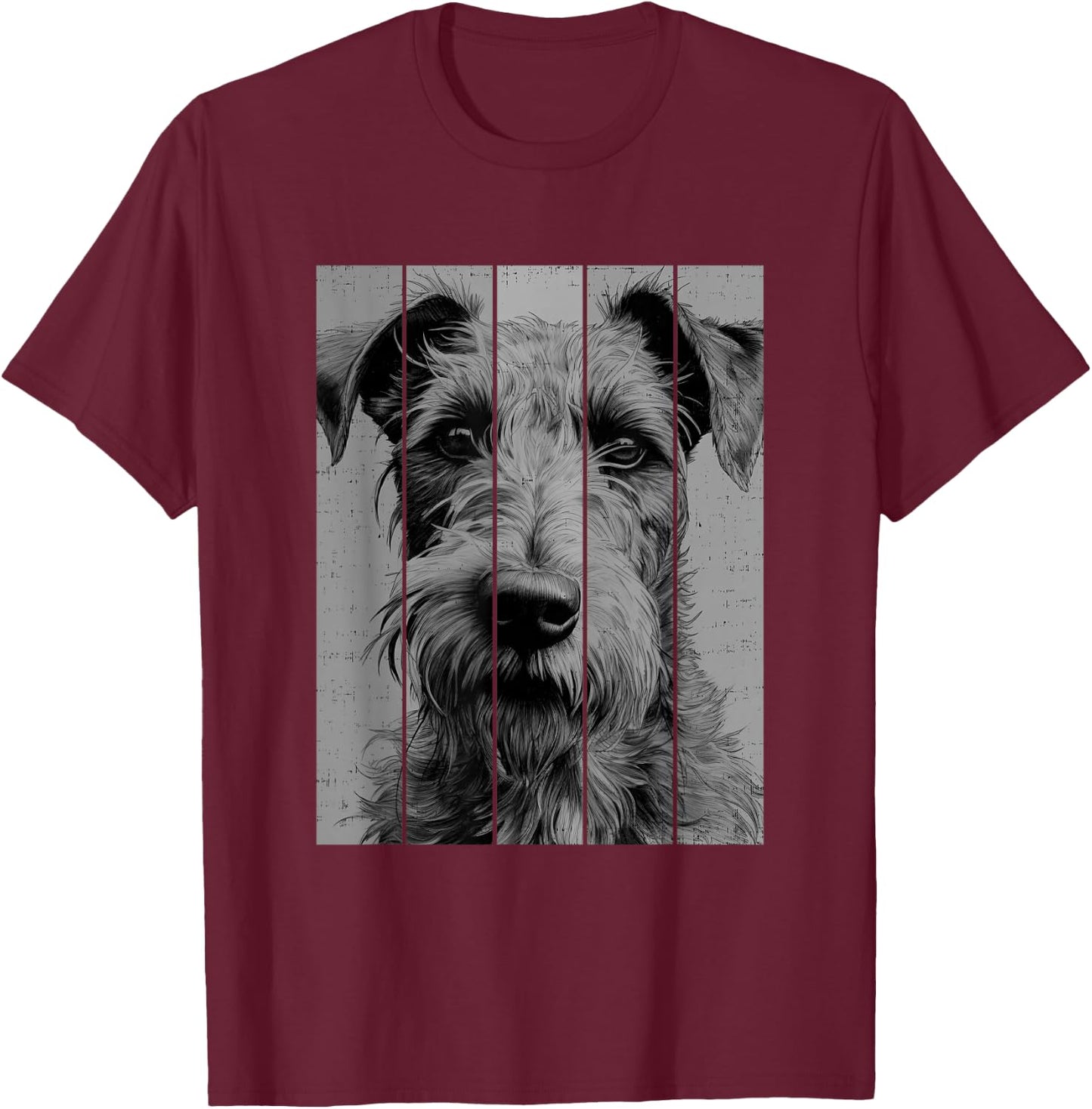 Cool Irish Terrier Portrait Black And White Style T-Shirt - T-Shirt | Maroon