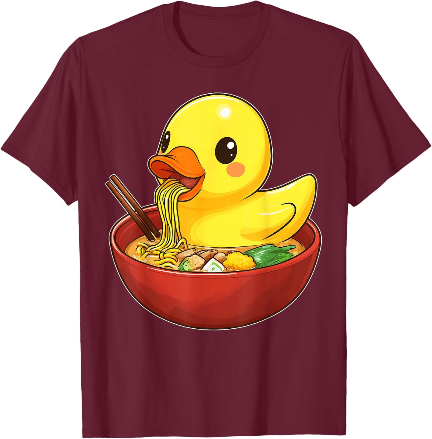 Rubber Duck Ducky Japanese Noodles Cute Kawaii T-Shirt - T-Shirt | Maroon