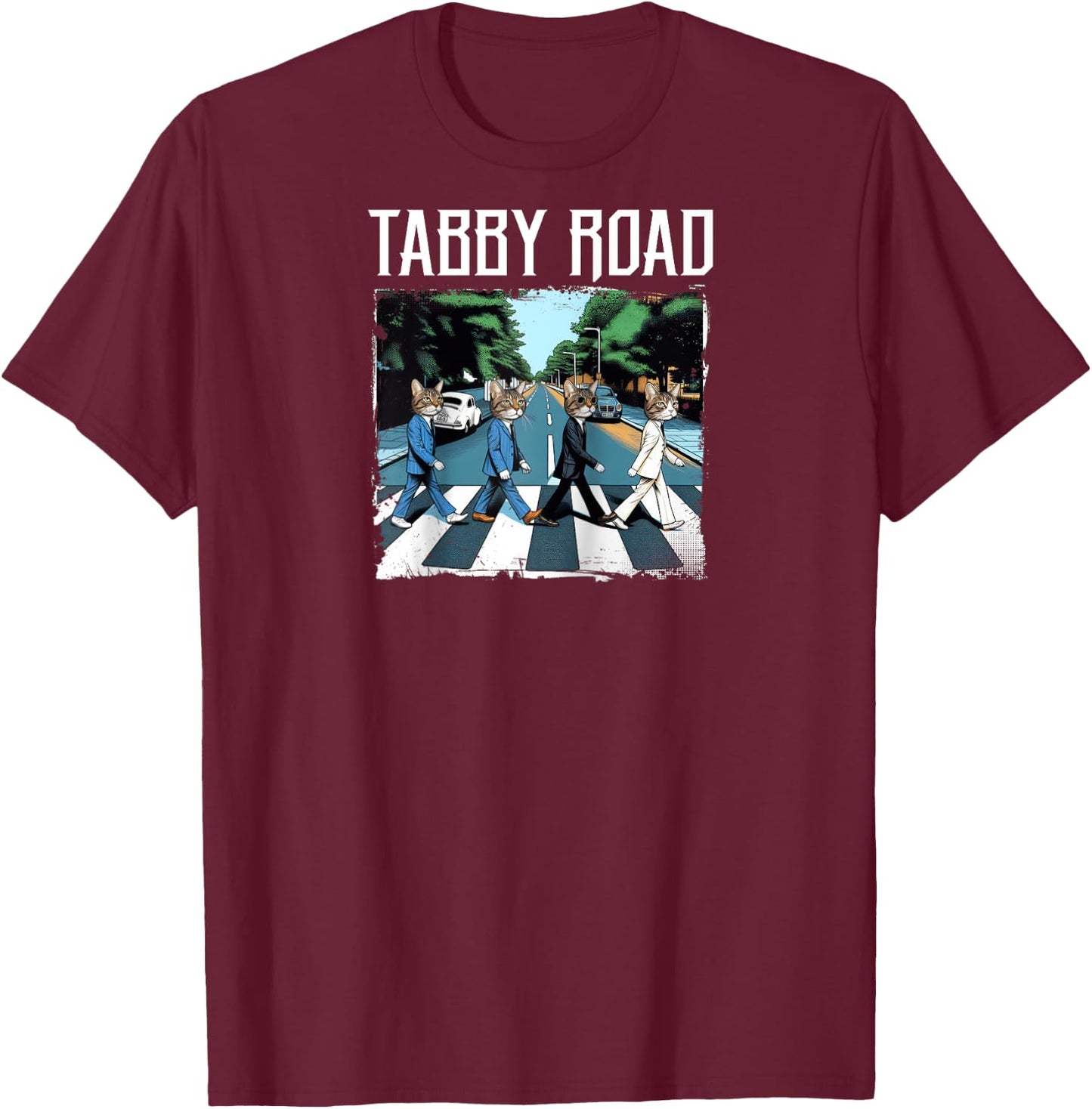 Tabby Road For Cat Lovers And Old Rock Puns Raglan Baseball T-Shirt - T-Shirt | Maroon
