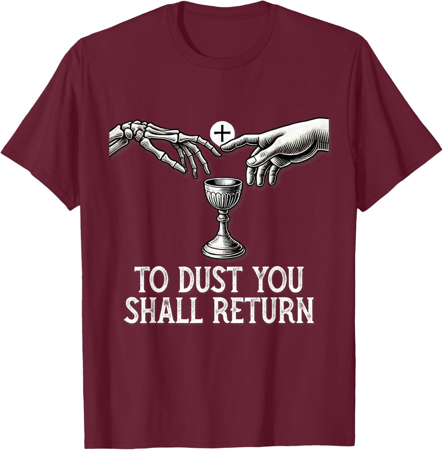 Memento Mori Catholic Eucharist Traditional Latin Mass Skull T-Shirt - T-Shirt | Maroon