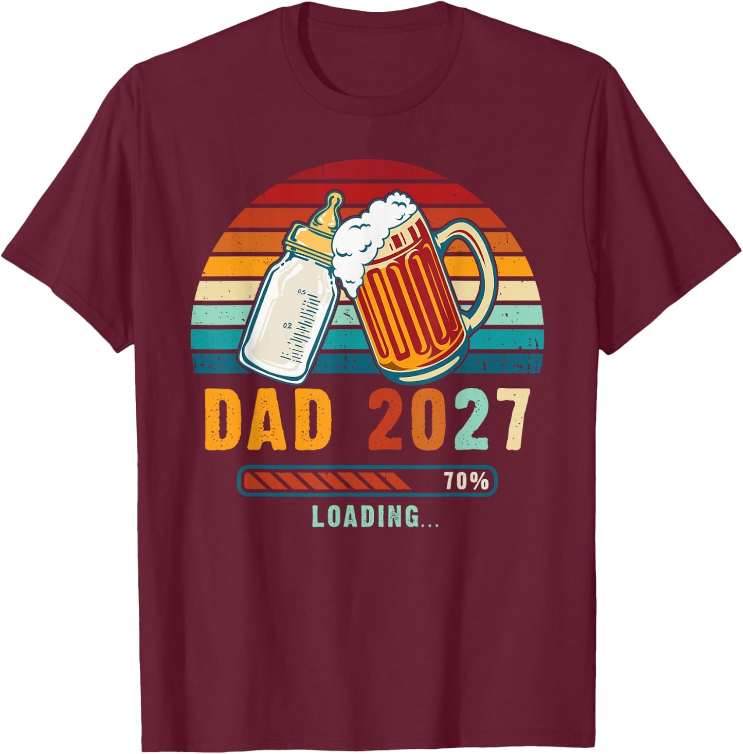 Dad 2027 Loading Baby Reveal Expecting Father T-Shirt - T-Shirt | Maroon