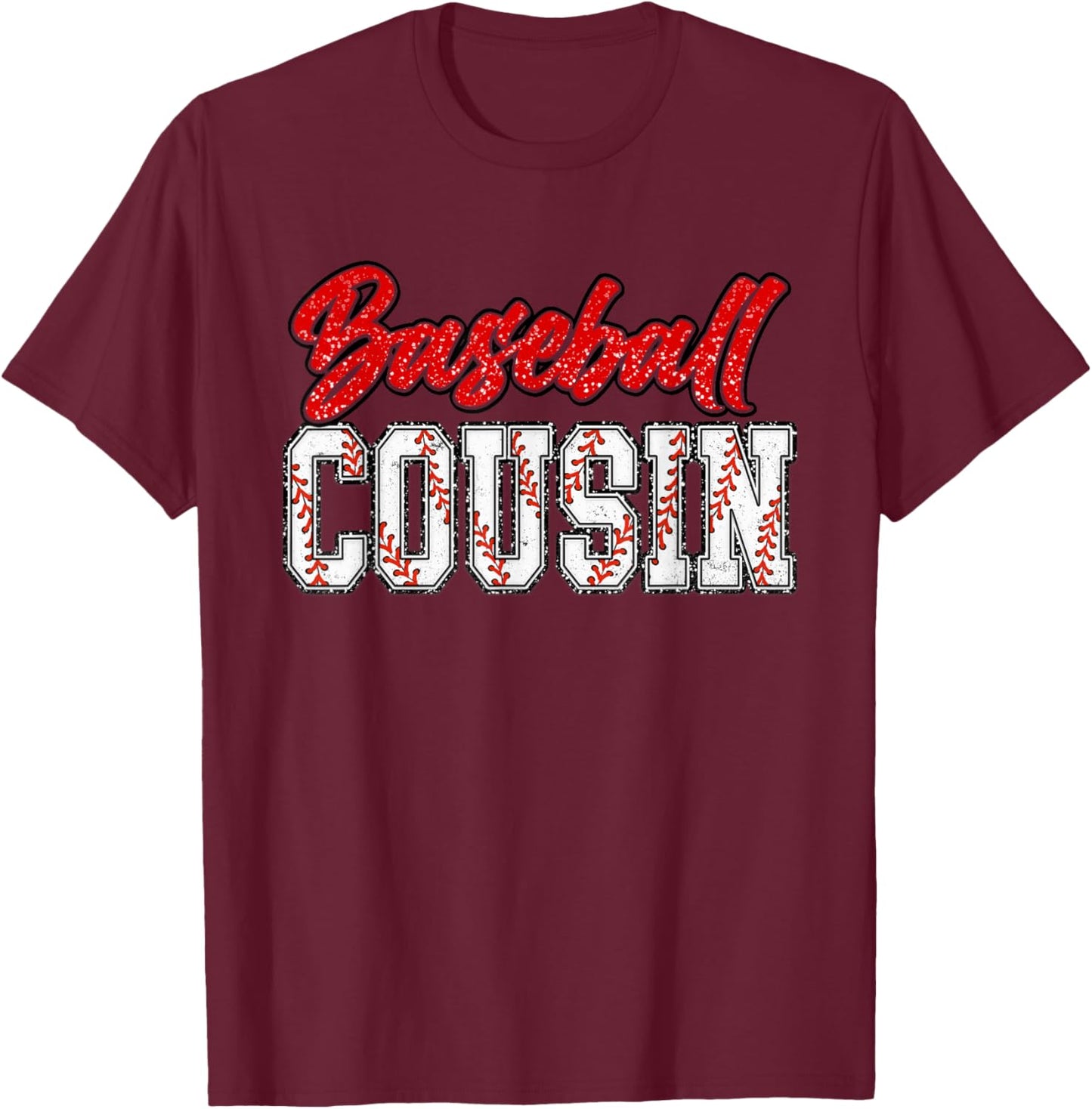 Baseball Cousin Retro Groovy Loud Proud Sport Game Matching T-Shirt - T-Shirt | Maroon