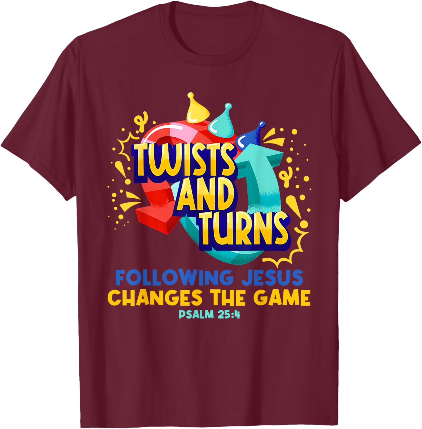 Twists and Turns Vbs Vibes Christian Games Board Funny T-Shirt - T-Shirt | Maroon