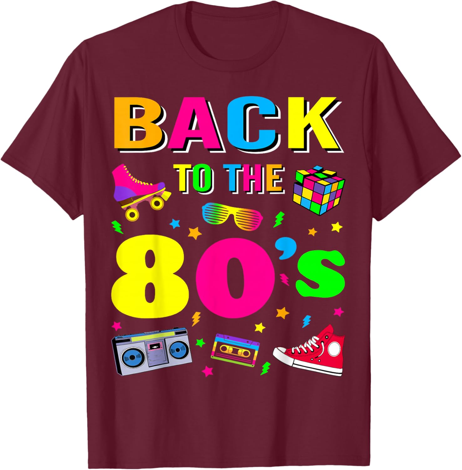 80s Retro Motto I Love 80's T-Shirt - T-Shirt | Maroon