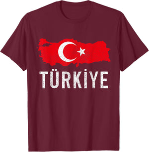 Türkiye Turkey Turkish Flag Pride Souvenir T-Shirt - T-Shirt | Maroon
