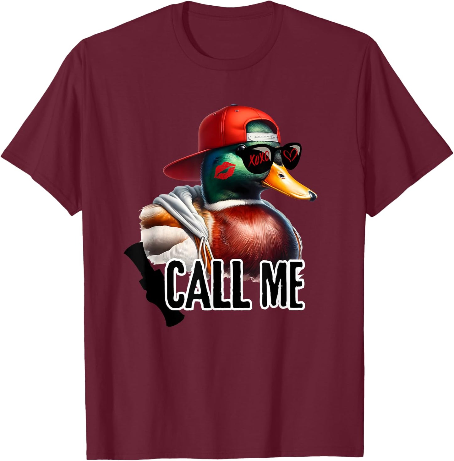 Call Me Mallard Duck Hunter Hunting Season Cute Duck Hunting T-Shirt - T-Shirt | Maroon
