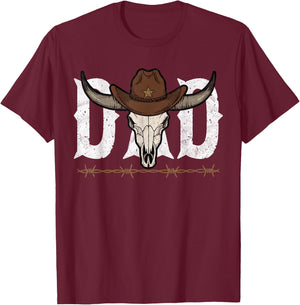 Dad Cowboy Western Rodeo Father's Day Birthday Retro Vintage T-Shirt - T-Shirt | Maroon
