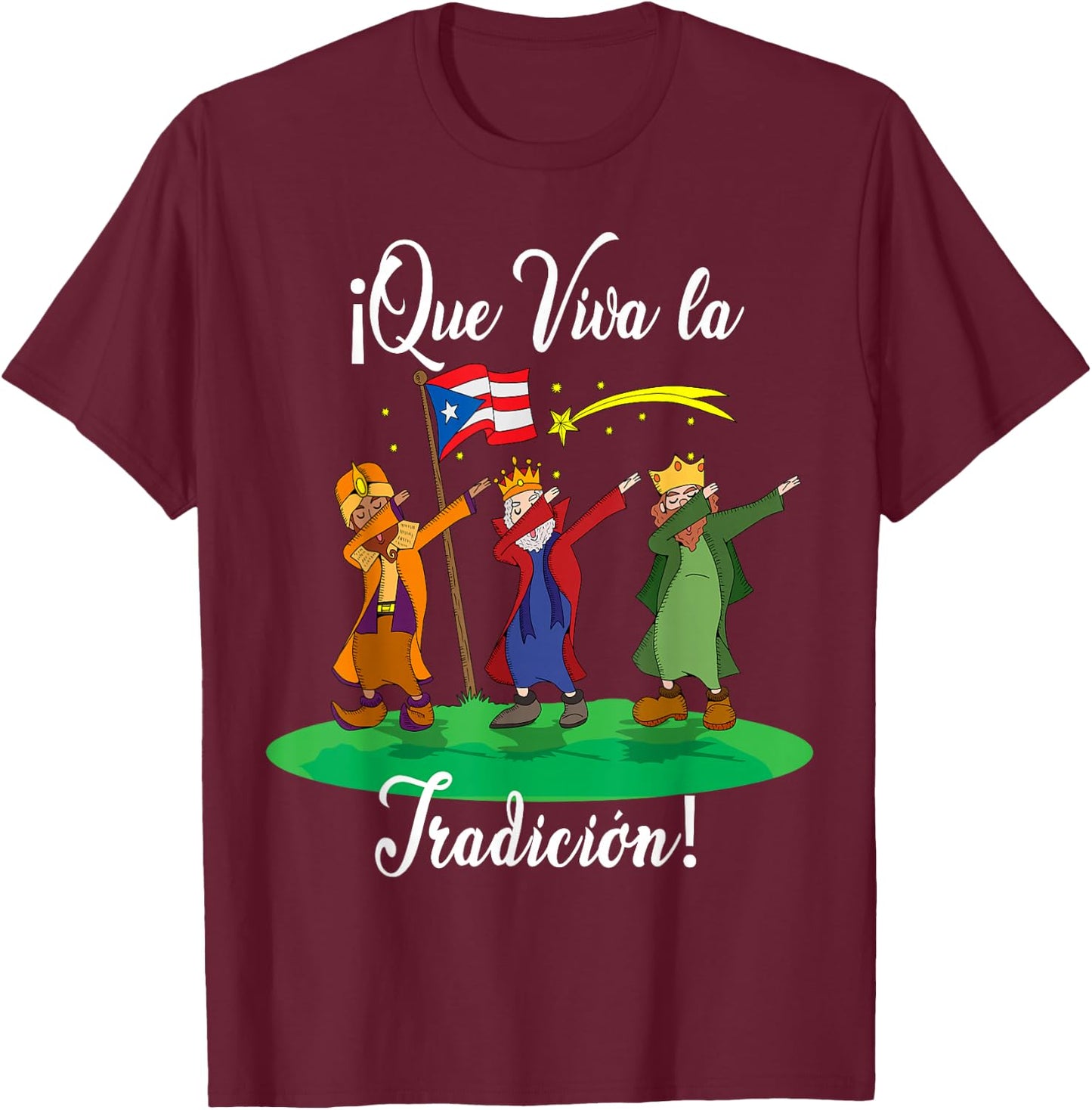 Los Tres Reyes Magos Three Wise Men Kings Dabbing Christmas T-Shirt - T-Shirt | Maroon