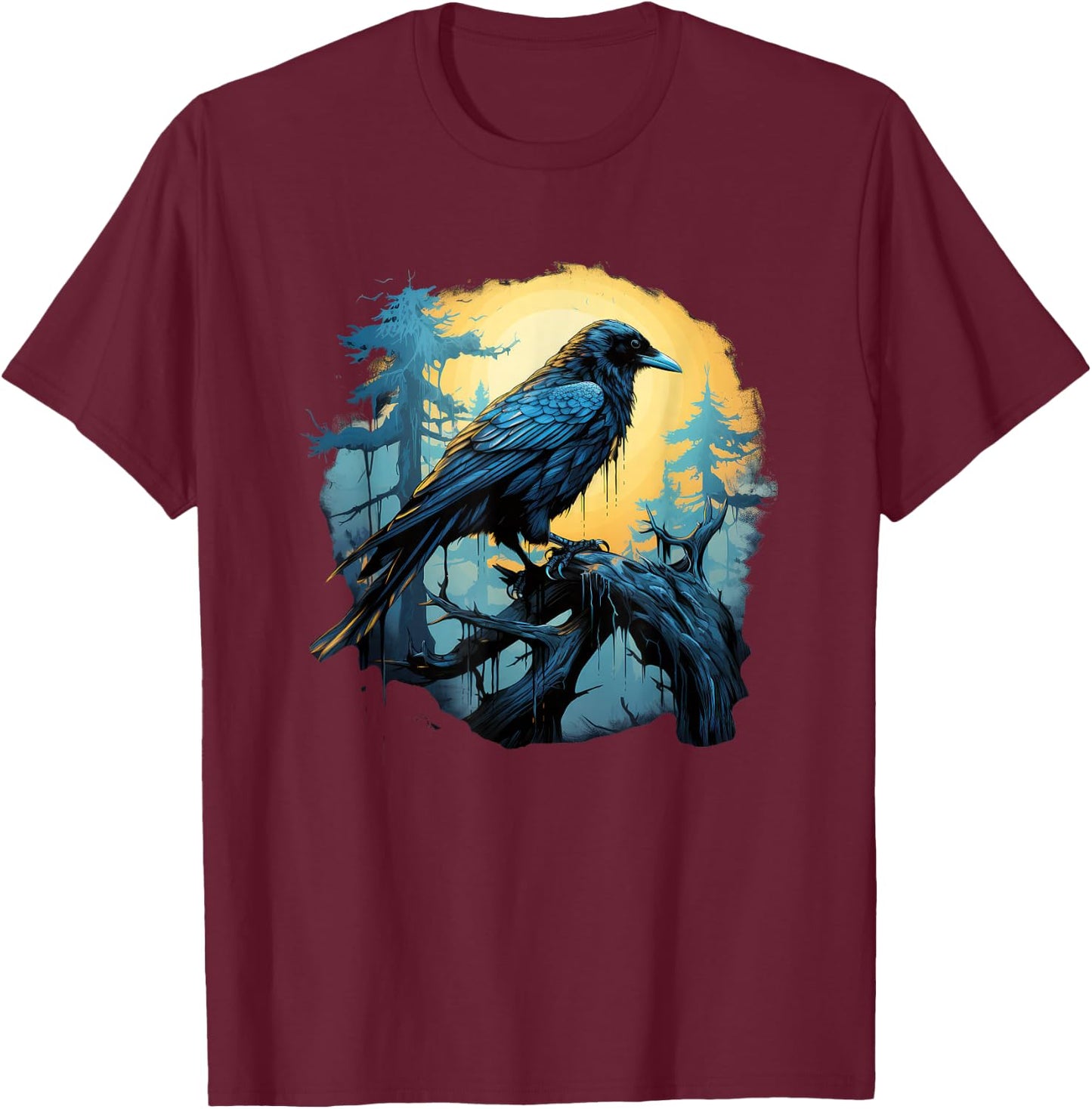 Captivating Raven Odin Myth Enshrouded in Nordic Lore T-Shirt - T-Shirt | Maroon