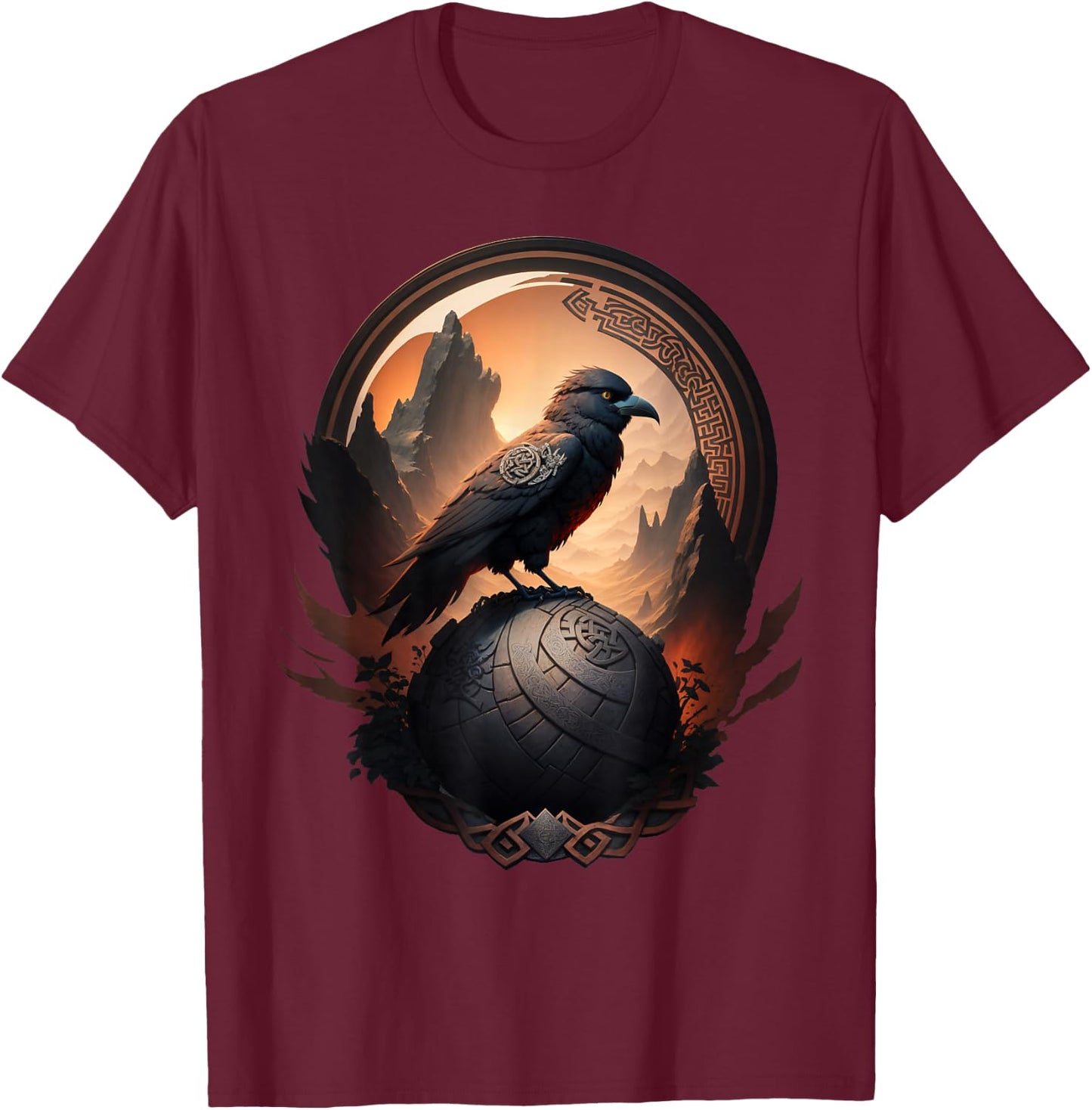 Odin Raven T-Shirt - T-Shirt | Maroon
