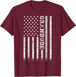 Grandude American Flag T-Shirt - T-Shirt | Maroon