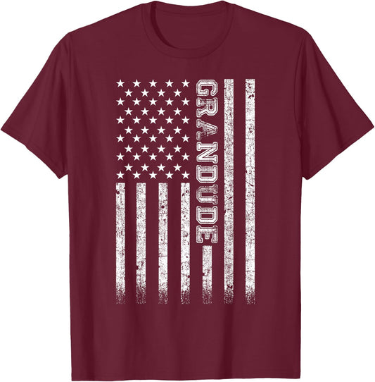 Grandude American Flag T-Shirt - T-Shirt | Maroon
