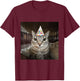 Funny Staring Meme Cat Birthday Greeting Adults Boys Girls T-Shirt - T-Shirt | Maroon