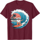 Santa Surfing Surfboard T-Shirt - T-Shirt | Maroon