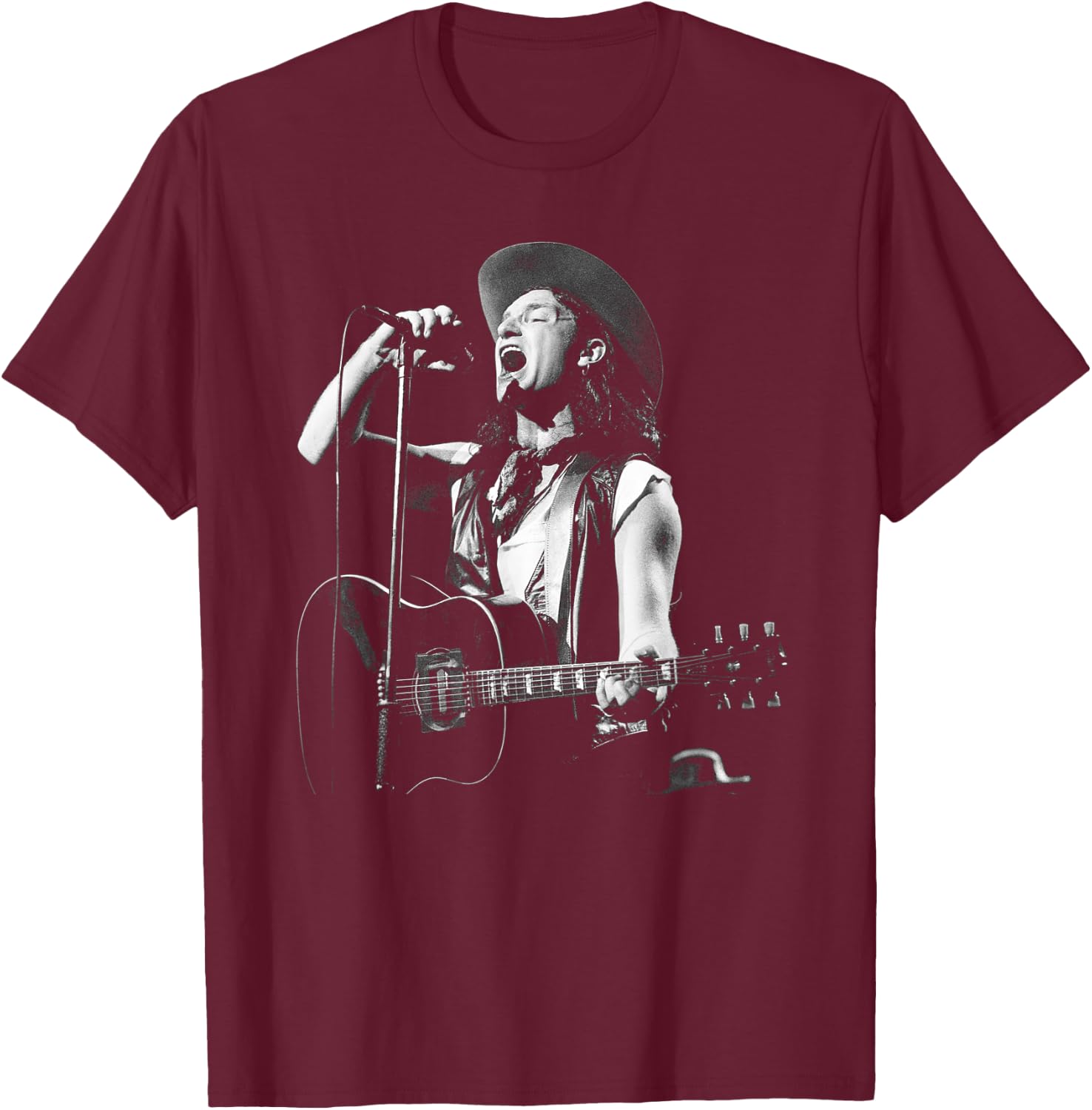 U2 Bono singt live im Birmingham NEC 1987 T-Shirt - T-Shirt | Maroon