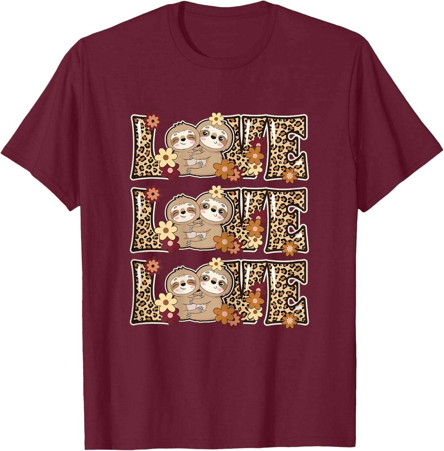 Love Sloth Women Sloth Lover Outfit Girls Kids Cute Sloth T-Shirt - T-Shirt | Maroon