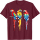 Colorful Parrot Watercolor T-Shirt - T-Shirt | Maroon