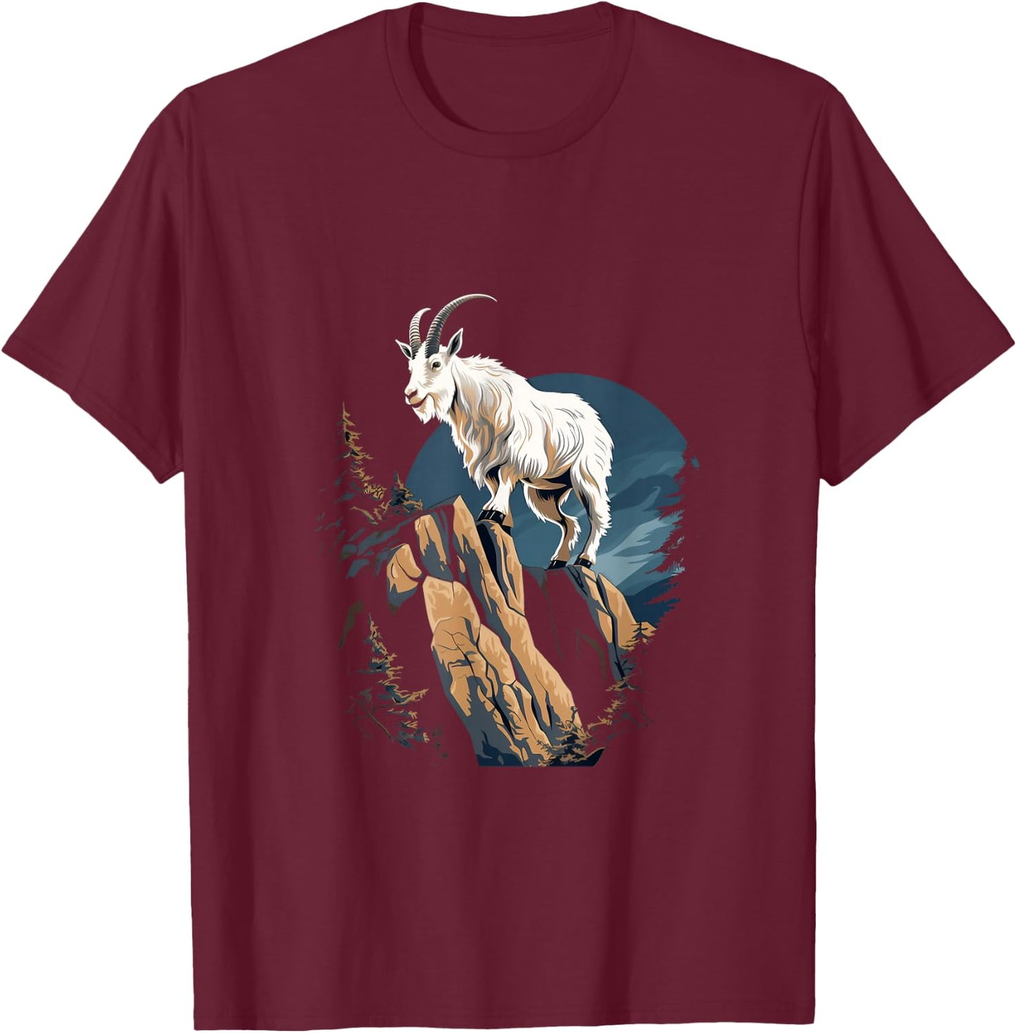 Mountain Goat Climbing Animal Mountaineering T-Shirt - T-Shirt | Maroon