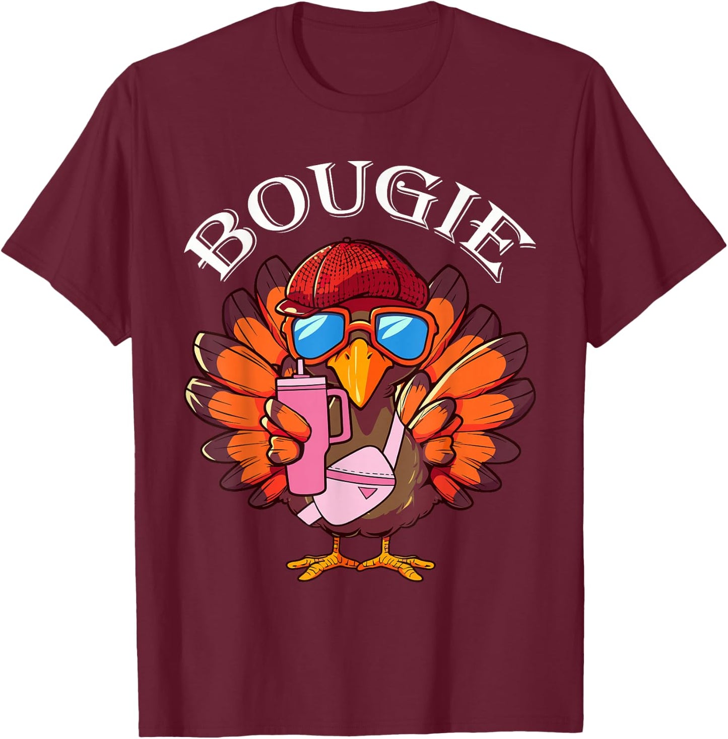 Funny Thanksgiving Turkey Trendy Bougie Fall Vibes Women Kid T-Shirt - T-Shirt | Maroon