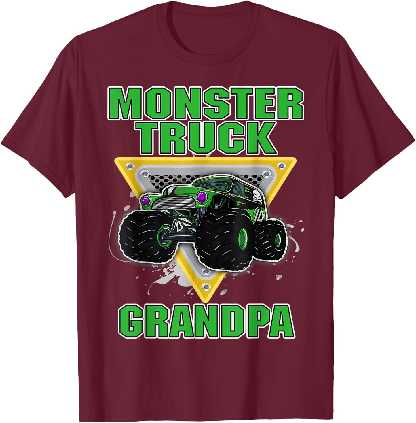 Monster Truck GRANDPA Grandfather Truck Lovers Truck Fans T-Shirt - T-Shirt | Maroon