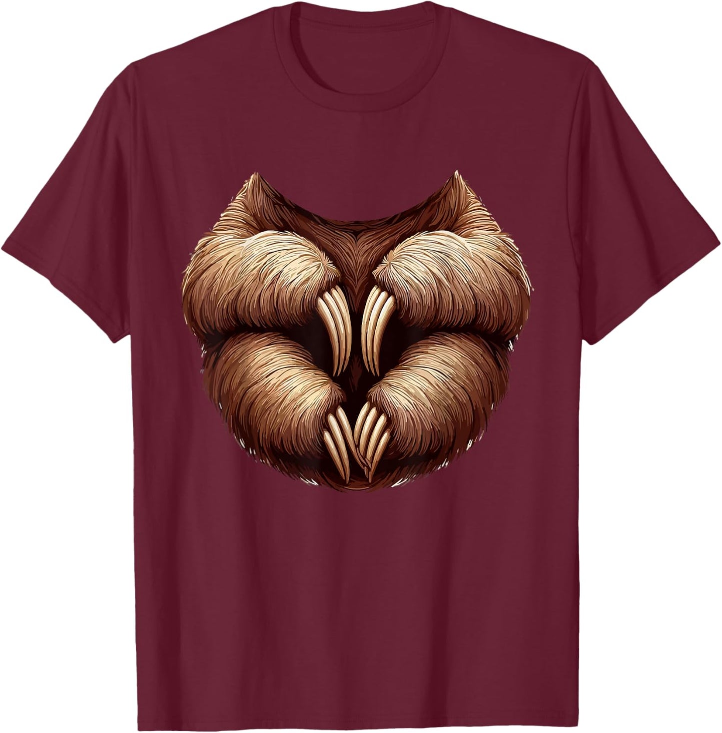 Halloween Animal Costume Cosplay Sloth Matching Parties T-Shirt - T-Shirt | Maroon