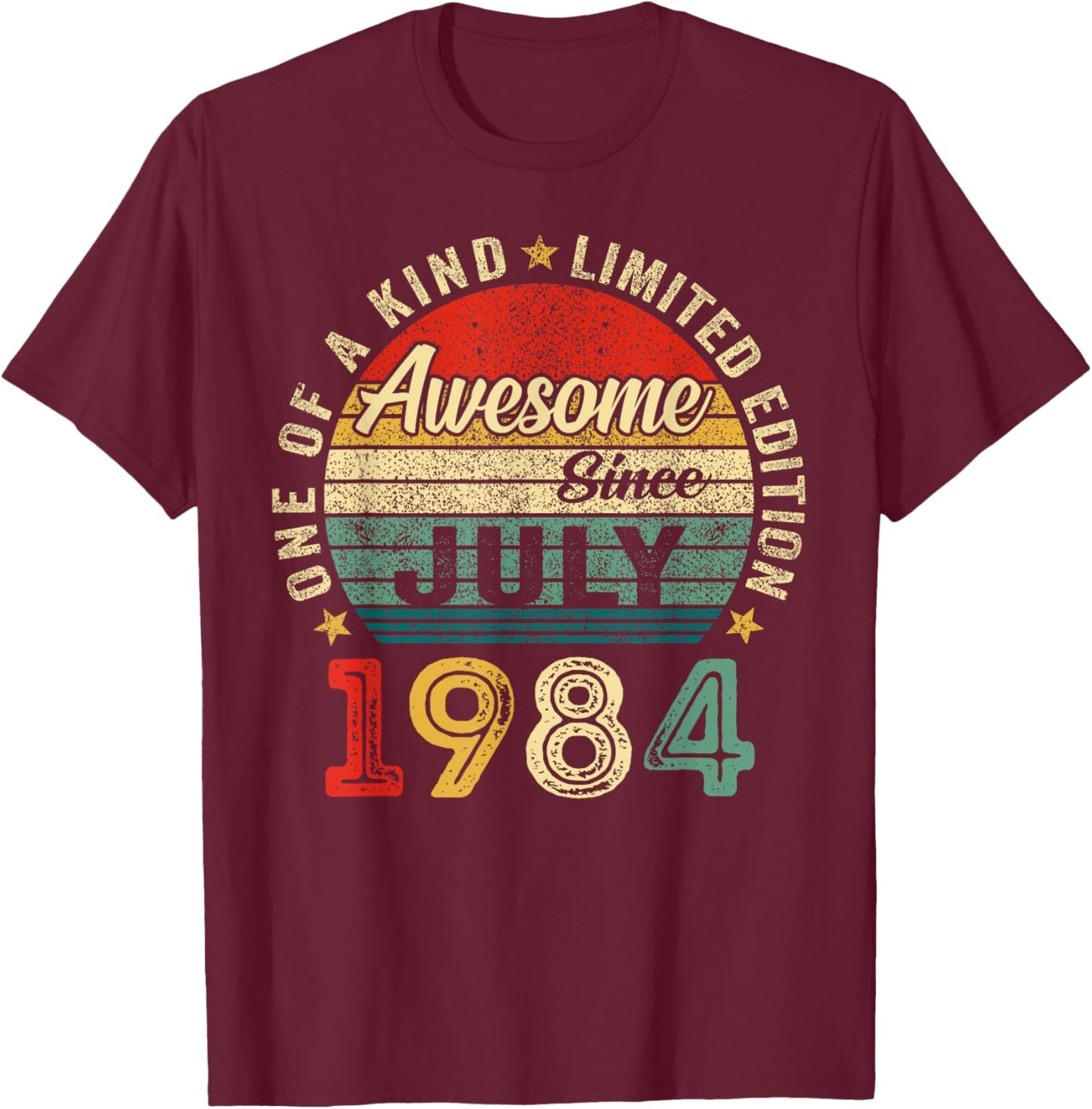 Funny 40 Years Old July 1984 Vintage 40th Birthday Men Women T-Shirt - T-Shirt | Maroon